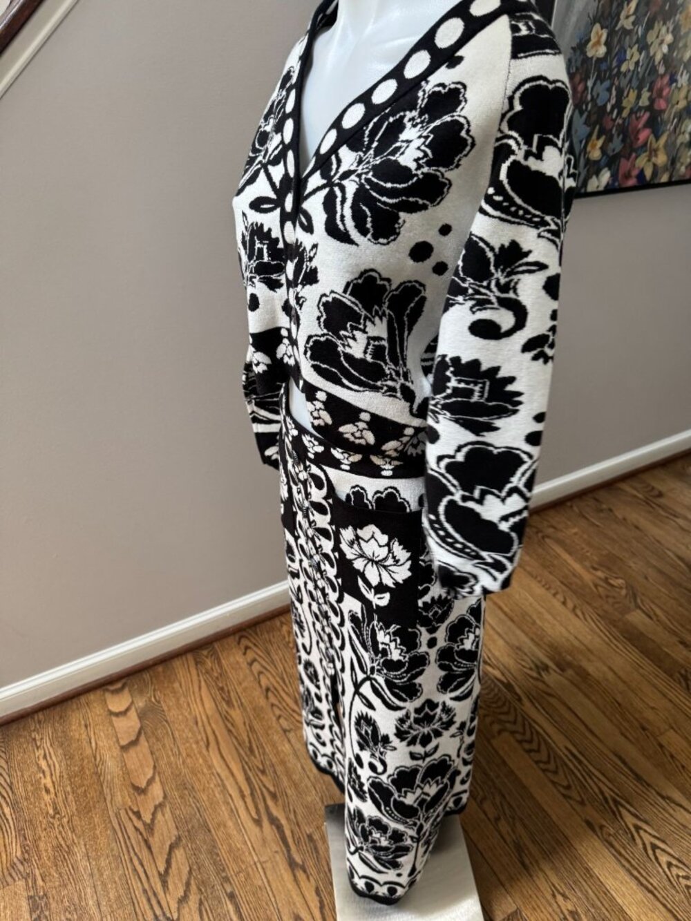 NWT FARM RIO Black & White Floral Arabesque Knit Top + Midi Skirt SET Large - Picture 4 of 7